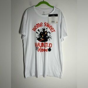 NWT Halloween T-shirt « Home Sweet Haunted Home »White Orange Unisex Size XL